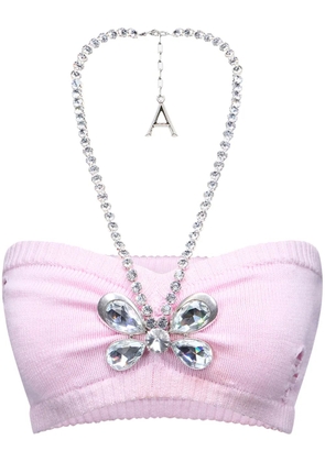 AREA Crystal Butterfly knitted bandeau - Pink