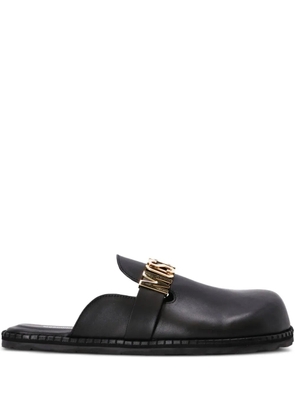Moschino logo-plaque leather mules - Black