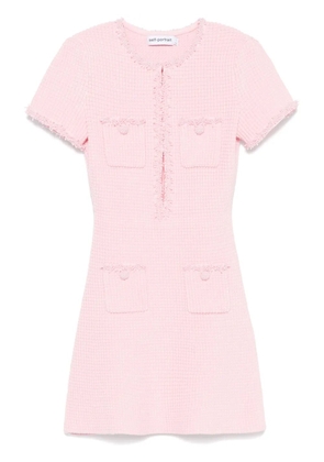Self-Portrait textured-knit mini dress - Pink
