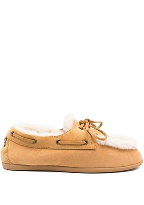 3juin Denver suede fur-trimmed loafers - Brown