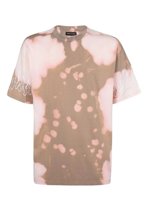 Vision Of Super flame-embroidered bleached T-shirt - Brown