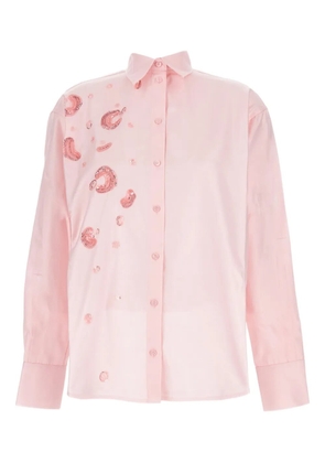 DES PHEMMES crystal-embellished button-front shirt - Pink