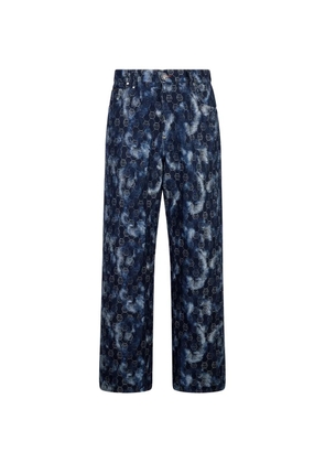 Philipp Plein monogram-pattern denim jeans - Blue