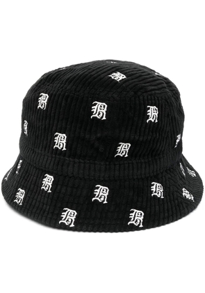 R13 all-over embroidered-logo bucket hat - Black
