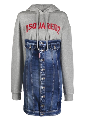 DSQUARED2 logo-print panelled hoodie dress - Blue