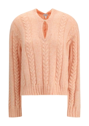 LOEWE cable-knit v-neck sweater - Pink