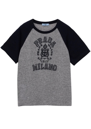 Prada logo-intarsia T-shirt - Grey