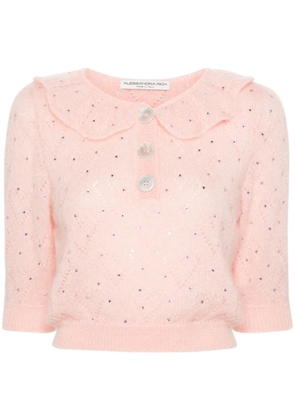 Alessandra Rich crystal-embellished cropped blouse - Pink