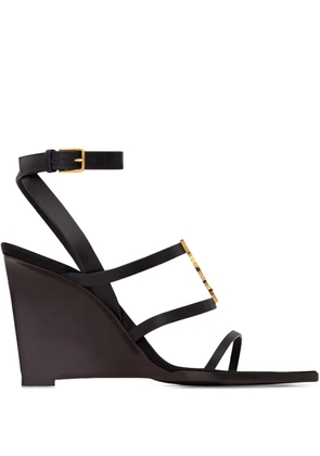 Saint Laurent 90mm Cassandra strappy wedge sandals - Black