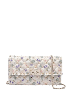 Valentino Garavani quilted floral-print crossbody bag - White