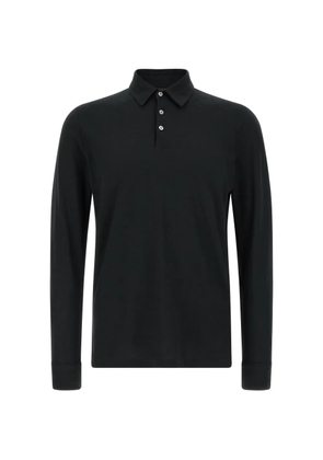 Zanone cuffed-sleeves polo shirt - Black