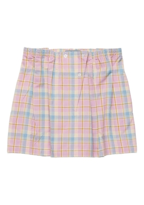 Prada checked gathered-waist mini skirt - Pink