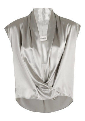 Alberta Ferretti draped satin top - Grey