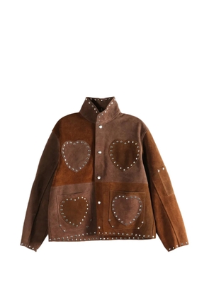 BODE heart-detail studded overshirt - Brown