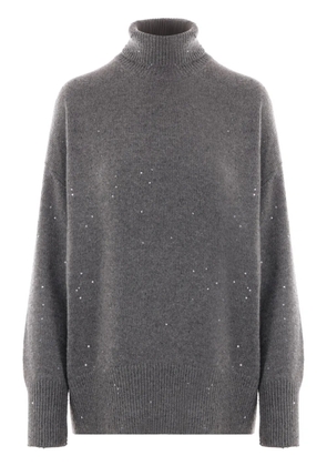 Brunello Cucinelli sequin-embellished roll-neck jumper - Grey