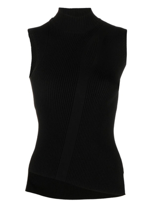 Versace Slashed ribbed roll-neck top - Black