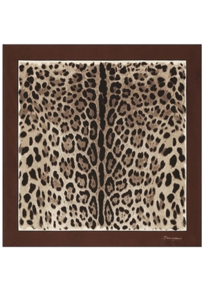 Dolce & Gabbana leopard-print silk scarf - Brown