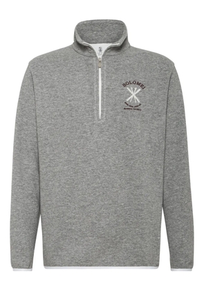 Brunello Cucinelli half-zip embroidered sweatshirt - Grey