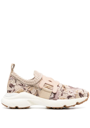 Tod's floral-embroidered slip-on sneakers - Neutrals