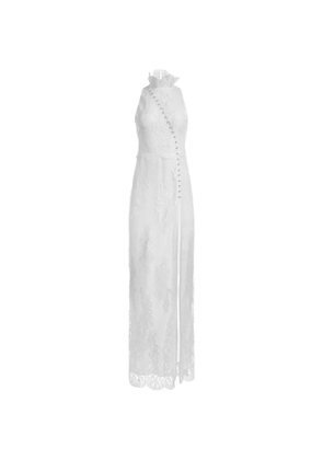 Mia Peculiar floral-lace pearl gown - White