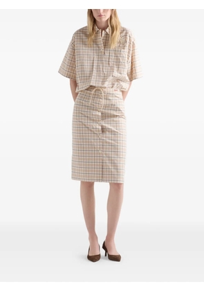 Prada embroidered checked poplin top - Neutrals