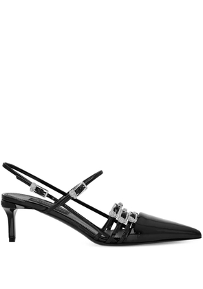 Philipp Plein crystal-buckle slingback pumps - Black