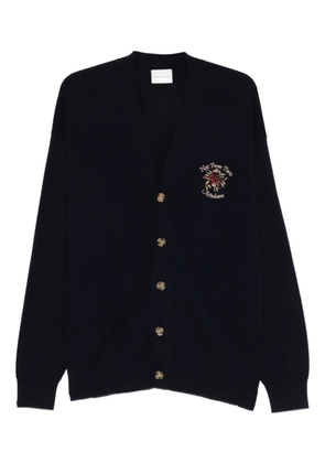 Drôle De Monsieur Embroidered Button Cardigan - Blue