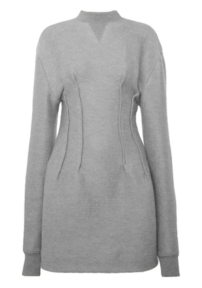 JW Anderson textured long-sleeve hourglass dress - Grey