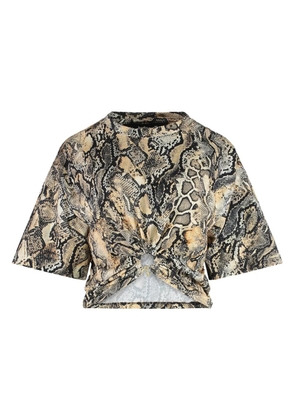 Just Cavalli knot snakeskin-print top - Neutrals