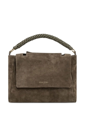 Orciani medium Sveva Peach braided-handle suede tote bag - Brown