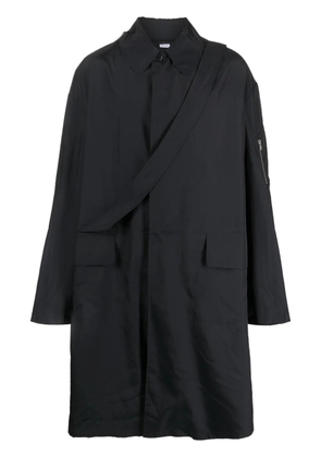 Random Identities strap-detail midi raincoat - Blue