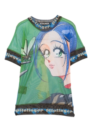 Ottolinger anime-print mesh top - Black