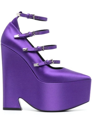 Versace Tempest strappy platform pumps - Purple