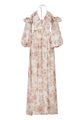 Giambattista Valli floral-print halterneck dress - White
