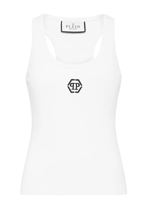 Philipp Plein ribbed hexagon-logo tank top - White