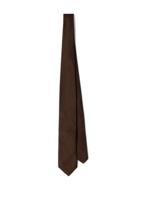 Prada logo-embellished satin tie - Brown