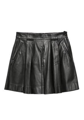 Emporio Armani pleated leather mini skirt - Black