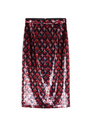 Nº21 sequinned geometric woven skirt - Red