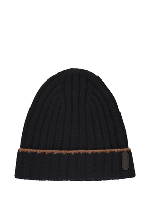 Moorer knitted line beanie hat - Black