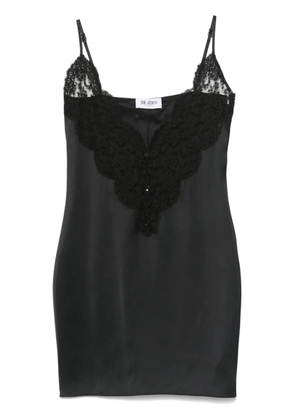 The Attico lace-panel mini dress - Black