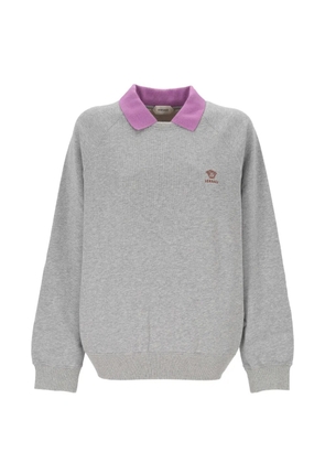 Versace polo collar embroidered sweatshirt - Grey