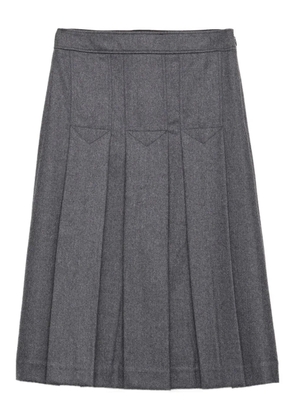 Prada pleated flannel midi skirt - Grey