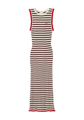 Claudie Pierlot striped ruffled midi dress - Neutrals