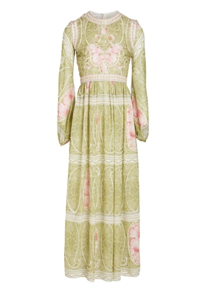 Giambattista Valli Peonies-print silk georgette dress - Green