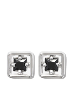 Suzanne Kalan 18kt white gold Inlay sapphire stud earrings - Silver