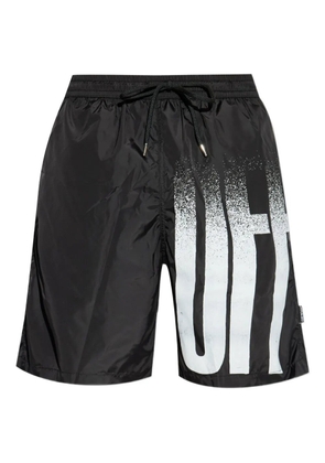 Off-White logo-print drawstring swim shorts - Black