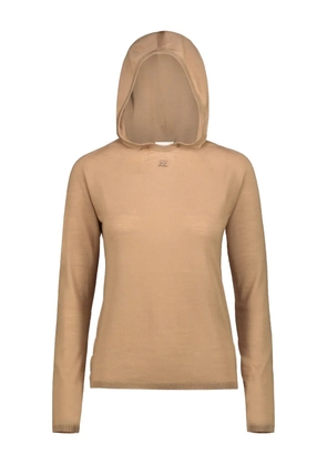 Courrèges logo-embroidered wool hoodie - Neutrals