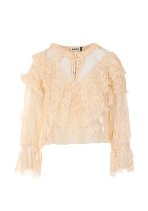 Rixo lace ruffled blouse - Neutrals