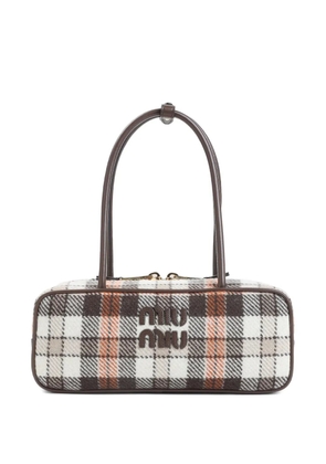 Miu Miu Miu Miu Beau Tartan Shoulder Bag - Brown
