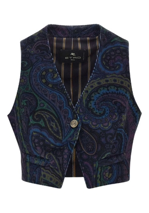 ETRO paisley-print corduroy vest - Blue
